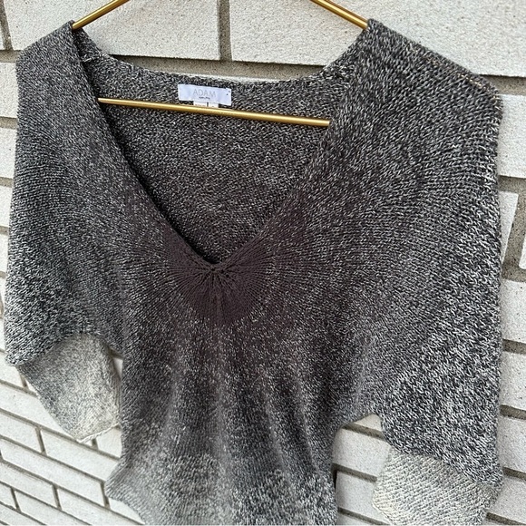 Adam by Adam Lippes Gray Ombre Knit V-Neck Tunic Sweater Cotton Boho Artsy Chic - Picture 5 of 10